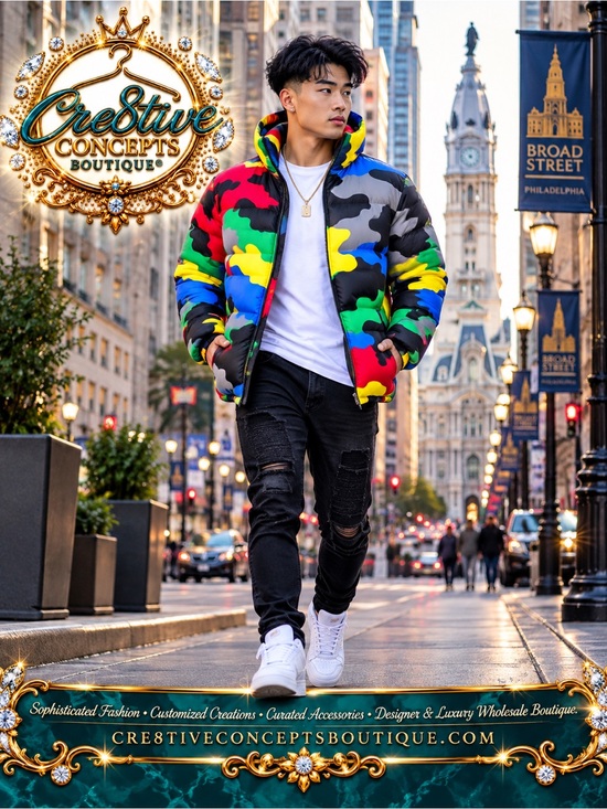 Cre8tive Concepts Boutique Other - Multicolor Camo Unisex Bubble Puffer Jacket-S-2XL